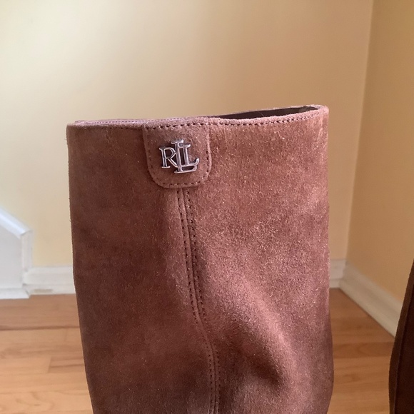 Ralph Lauren Artizan II Suede Heeled Boot Brown Kidsuede SZ 10 - Picture 10 of 16